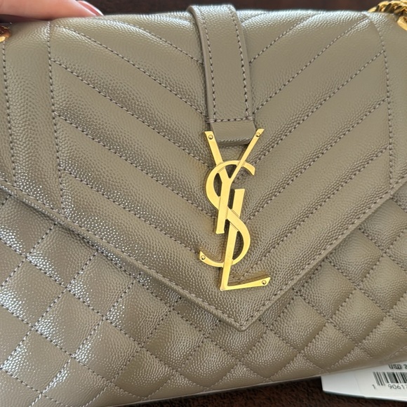 SAINT LAURENT MEDIUM CASSANDRA QUILTED LEATHER ENVELOPE BAG,Greyish Brown,$2,950 - Picture 12 of 17